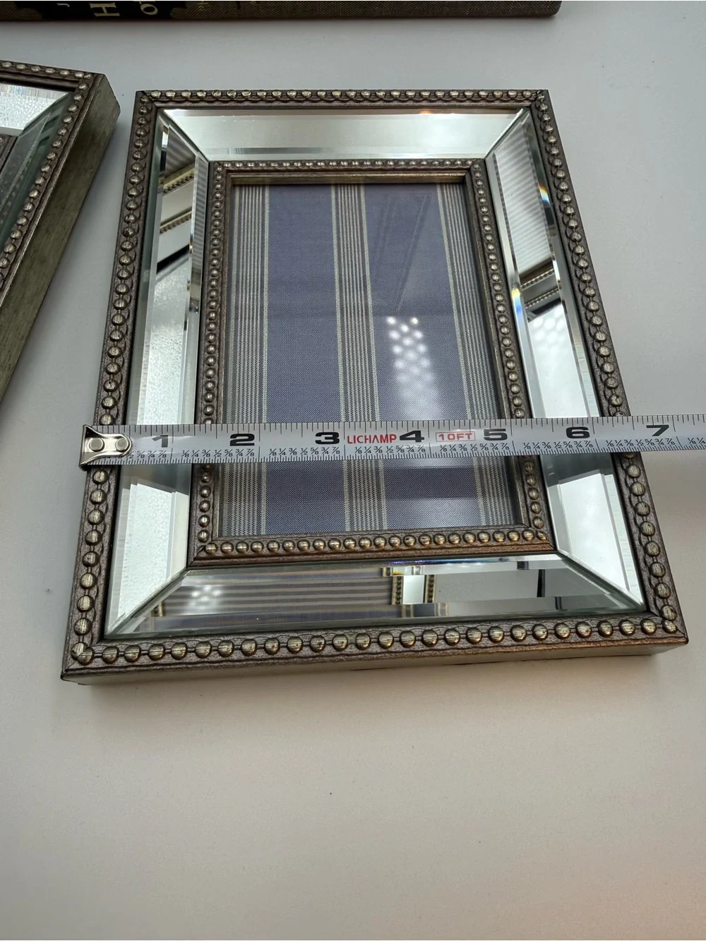 Lot of 3 Vintage Style Beveled Mirror Picture Frame With Beaded Detail